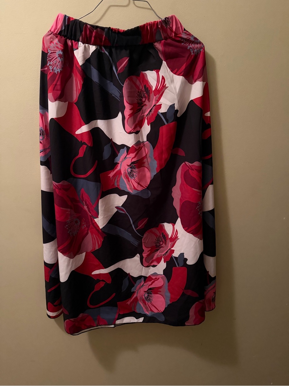 Floral Midi Skirt - Pink & Black